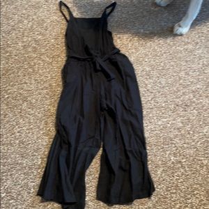 Black Linen Romper with tie
